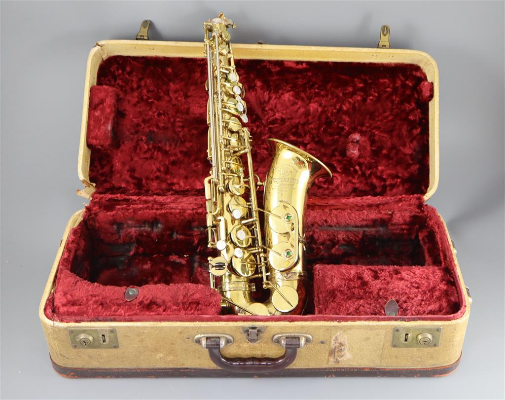 A Henri Selmer, Paris 1959 Mark VI brass lacquered alto saxophone, serial no. M.82599,